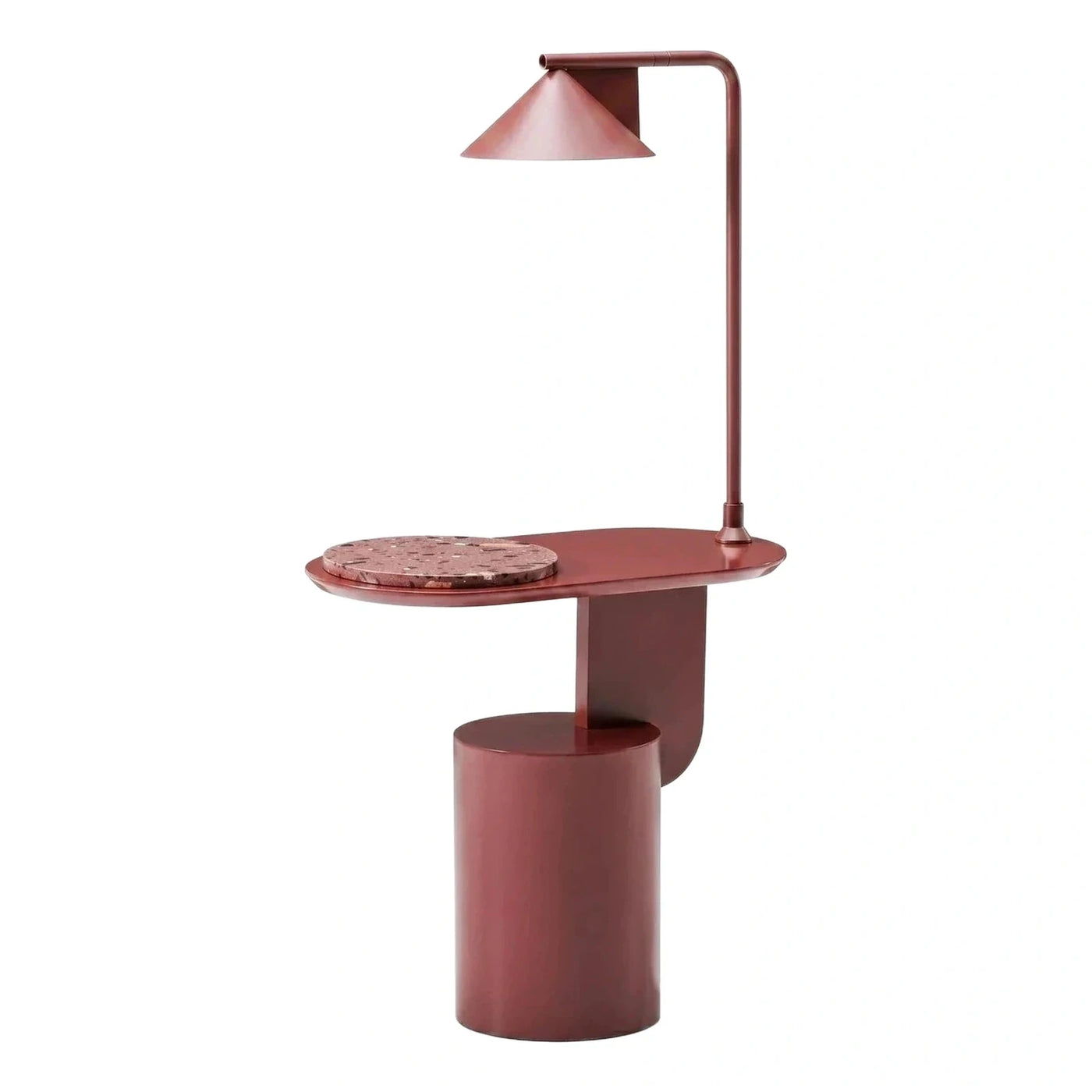 Modern Metal Side Table with Lamp and Terrazzo Top