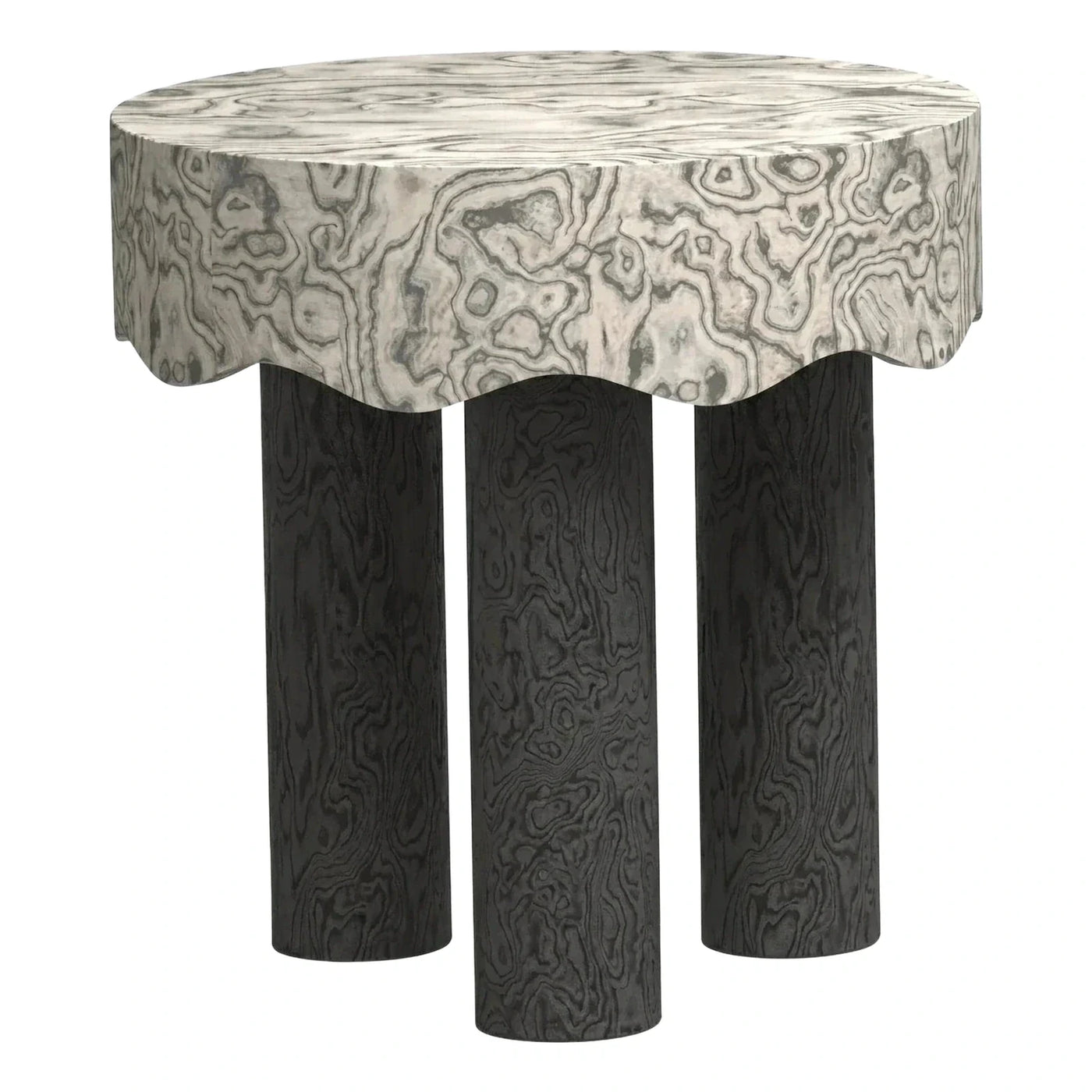 Round Marble Top Side Table with Dark Wood Legs