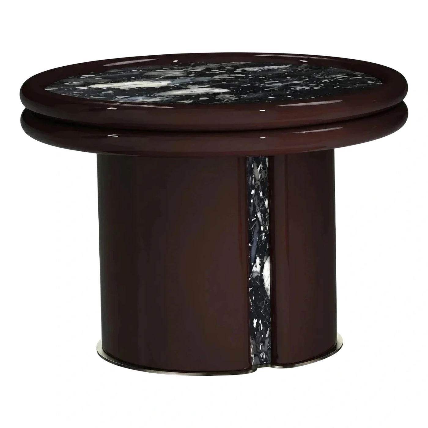 Round Coffee Table Dark Lacquer Marble Top