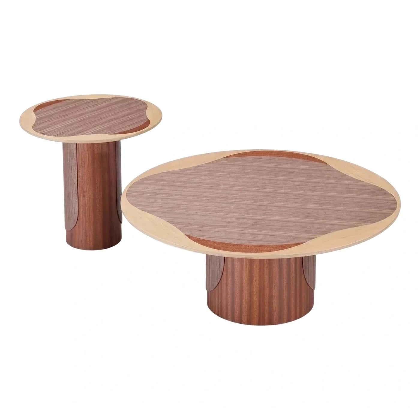 Modern Two-Tone Wood Round Coffee Table Set