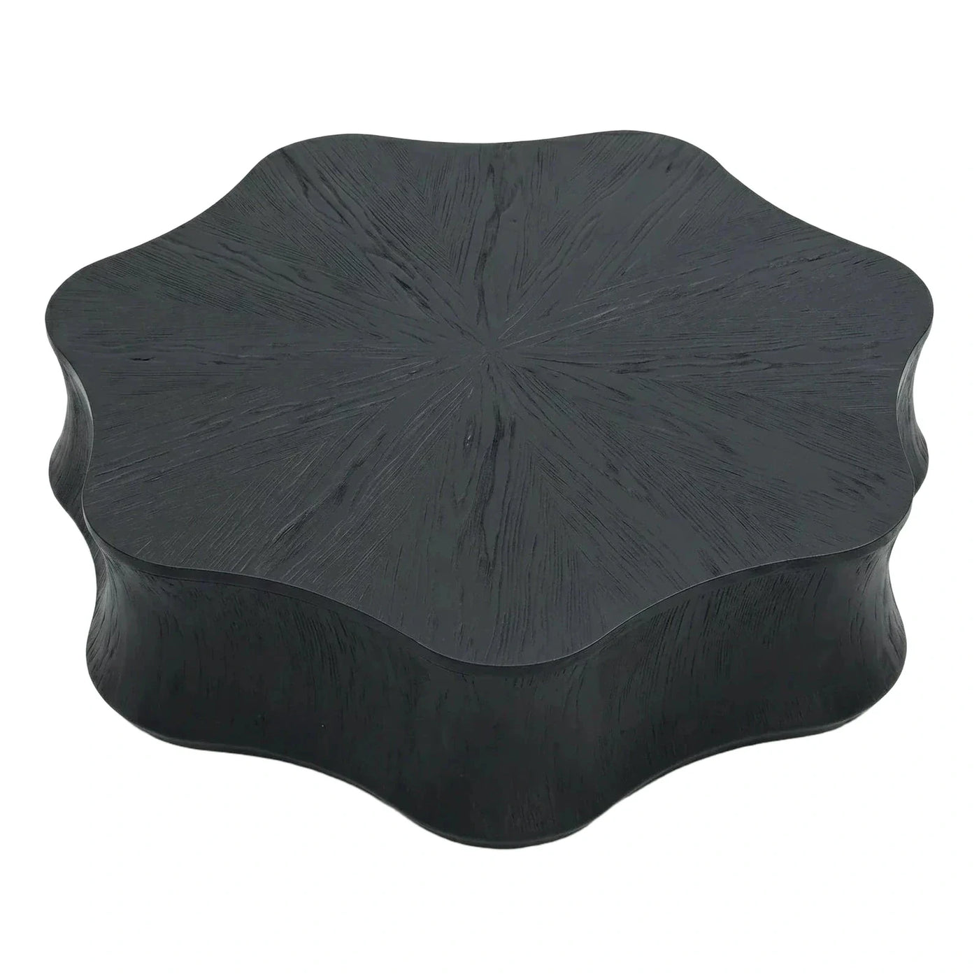Black Scalloped Edge Organic Wood Coffee Table