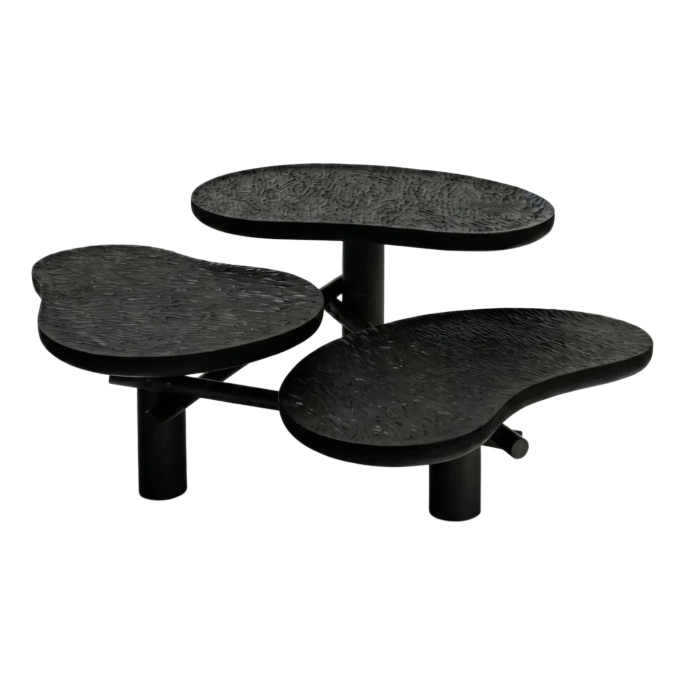 Black Textured Organic Multi-Level Coffee Table