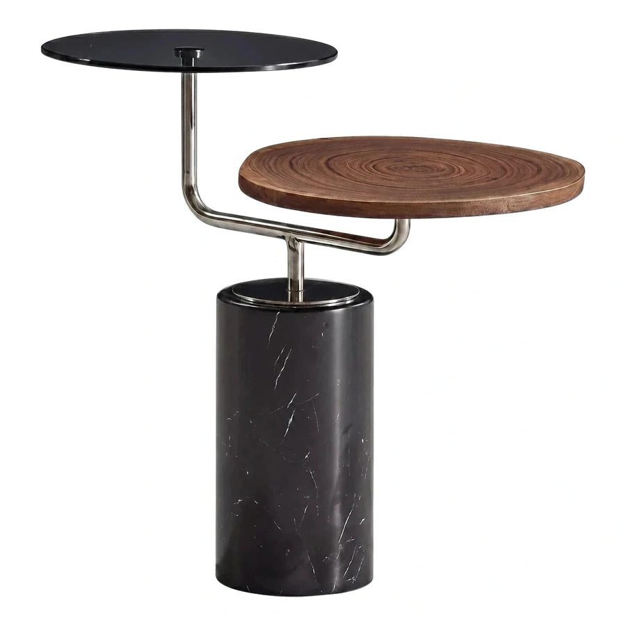 Modern Two-Tier Side Table with Marble Base