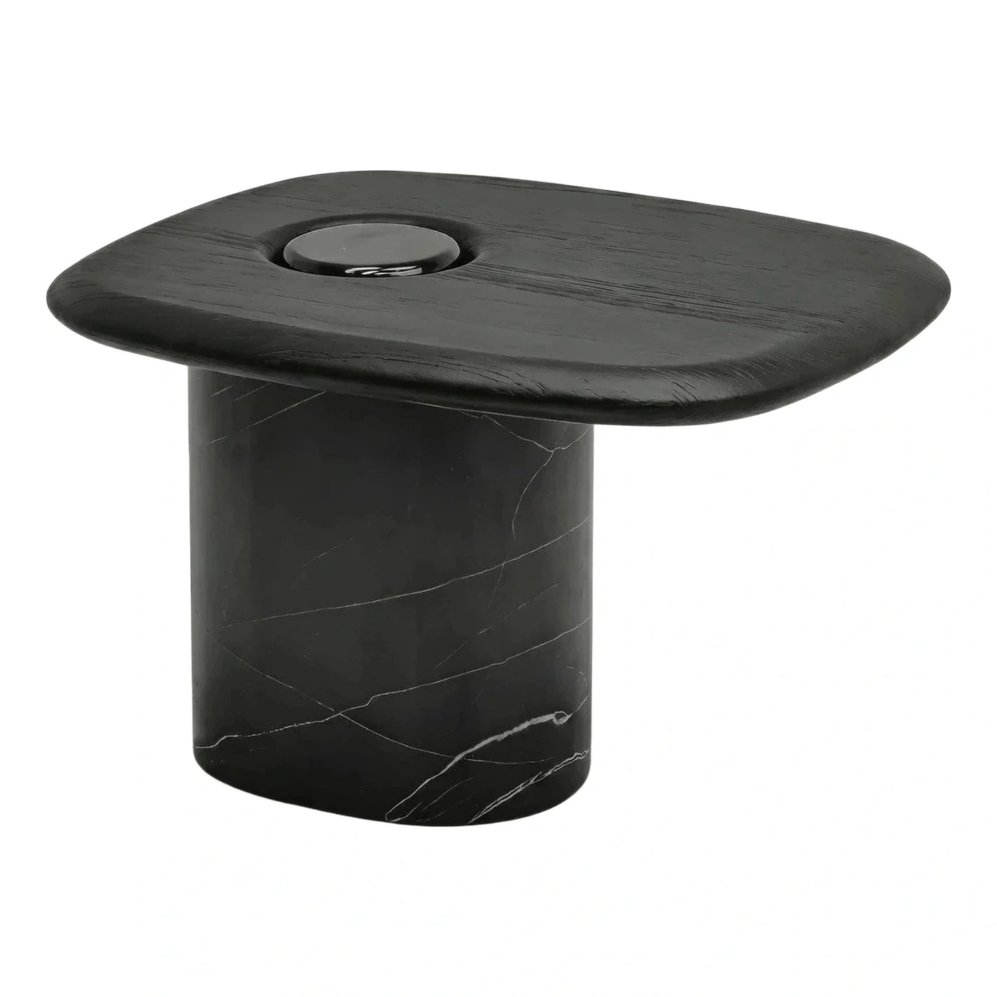 Modern Black Marble Base Wood Top Coffee Table