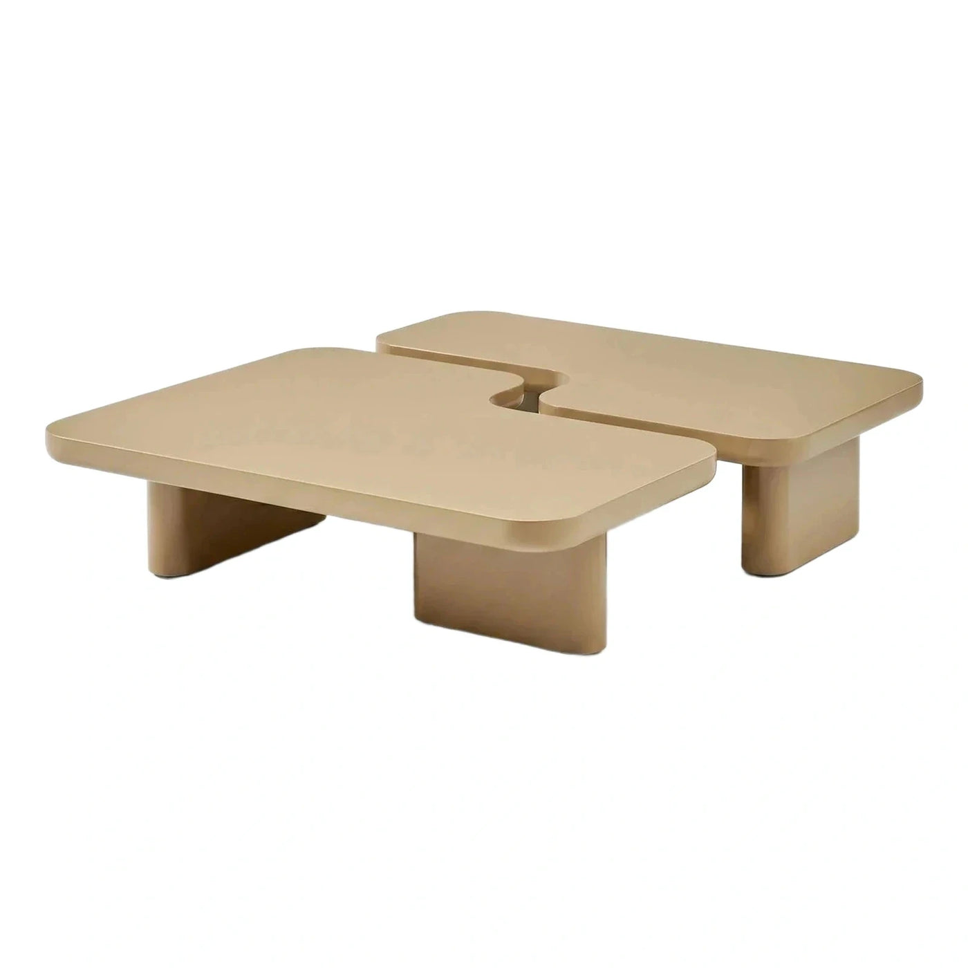 Modern Beige Interlocking Coffee Table Set