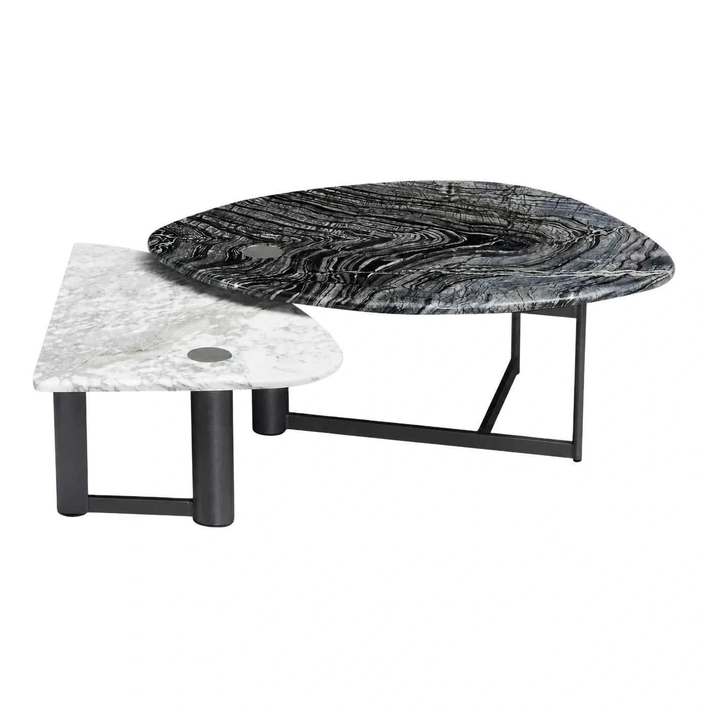 Modern Organic Marble Top Coffee Table Set