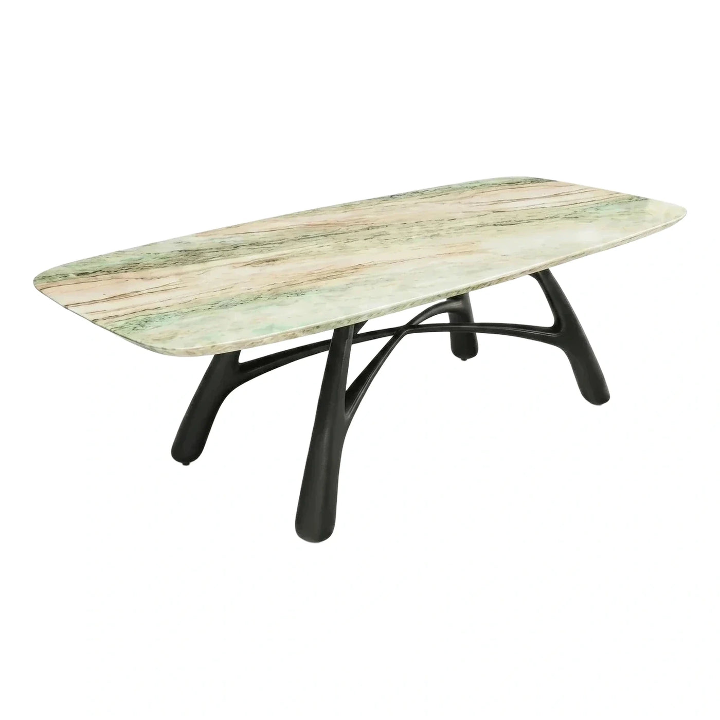 Green Marble Top Coffee Table with Black Base