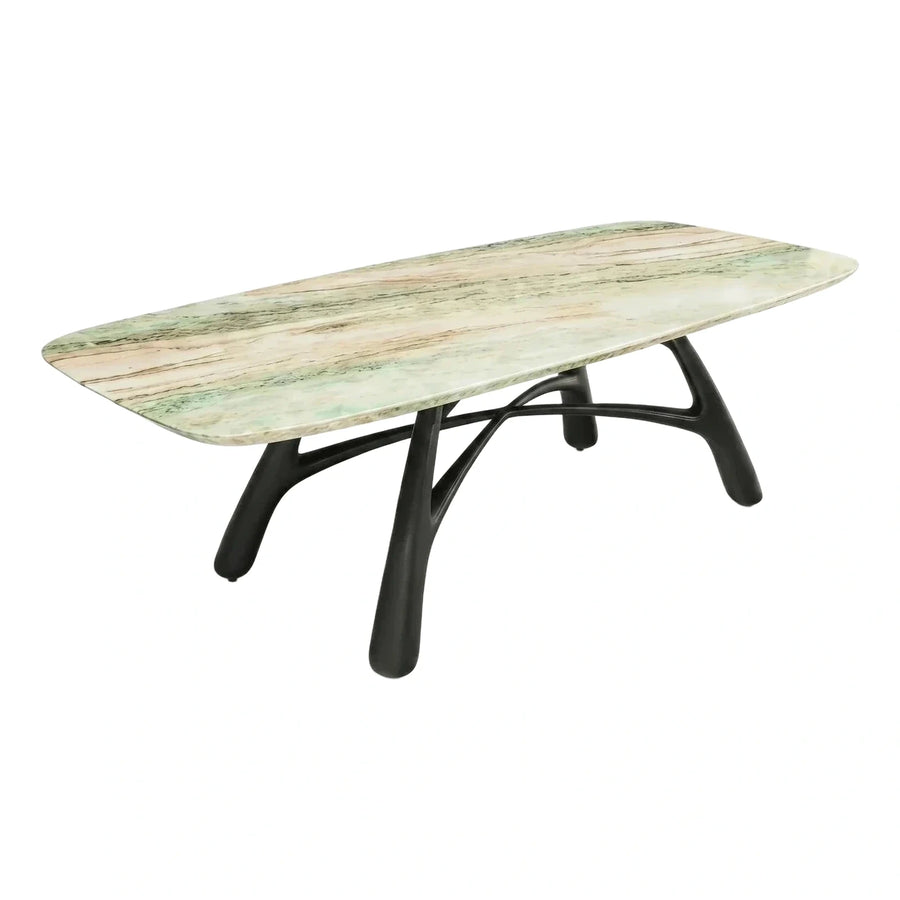 Green Marble Top Coffee Table with Black Base