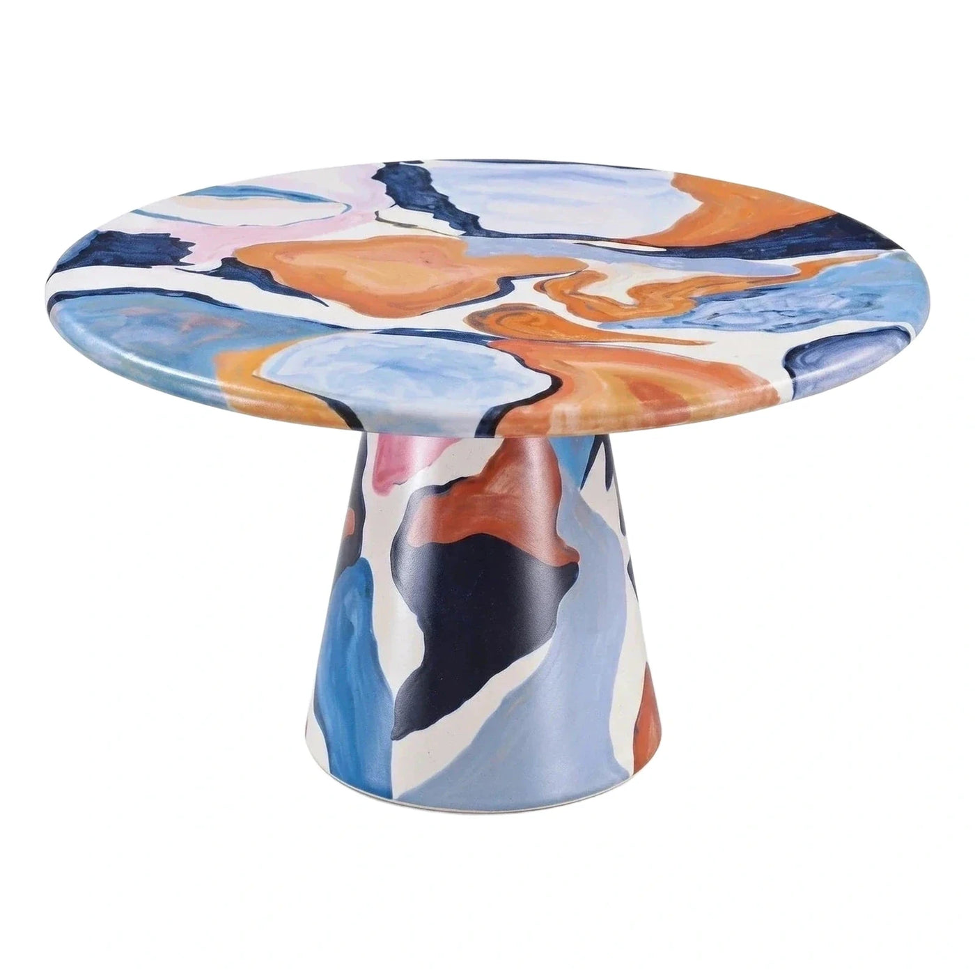 Abstract Multi-Color Pedestal Side Table