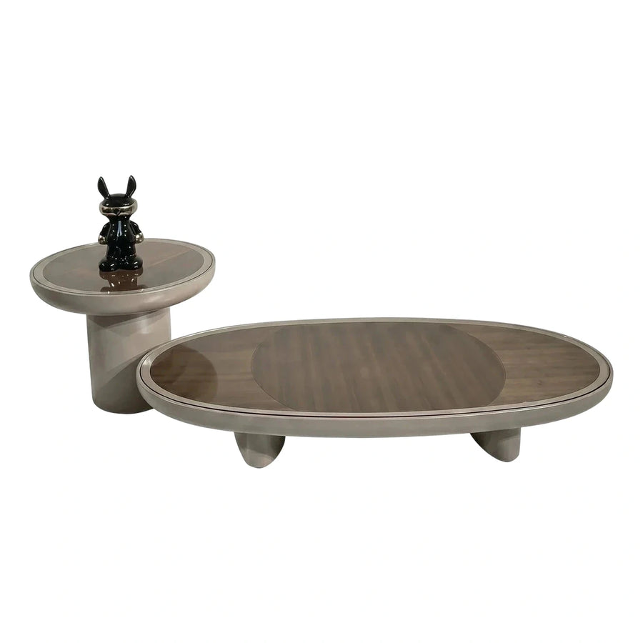 Modern Oval Coffee Table and Side Table Set