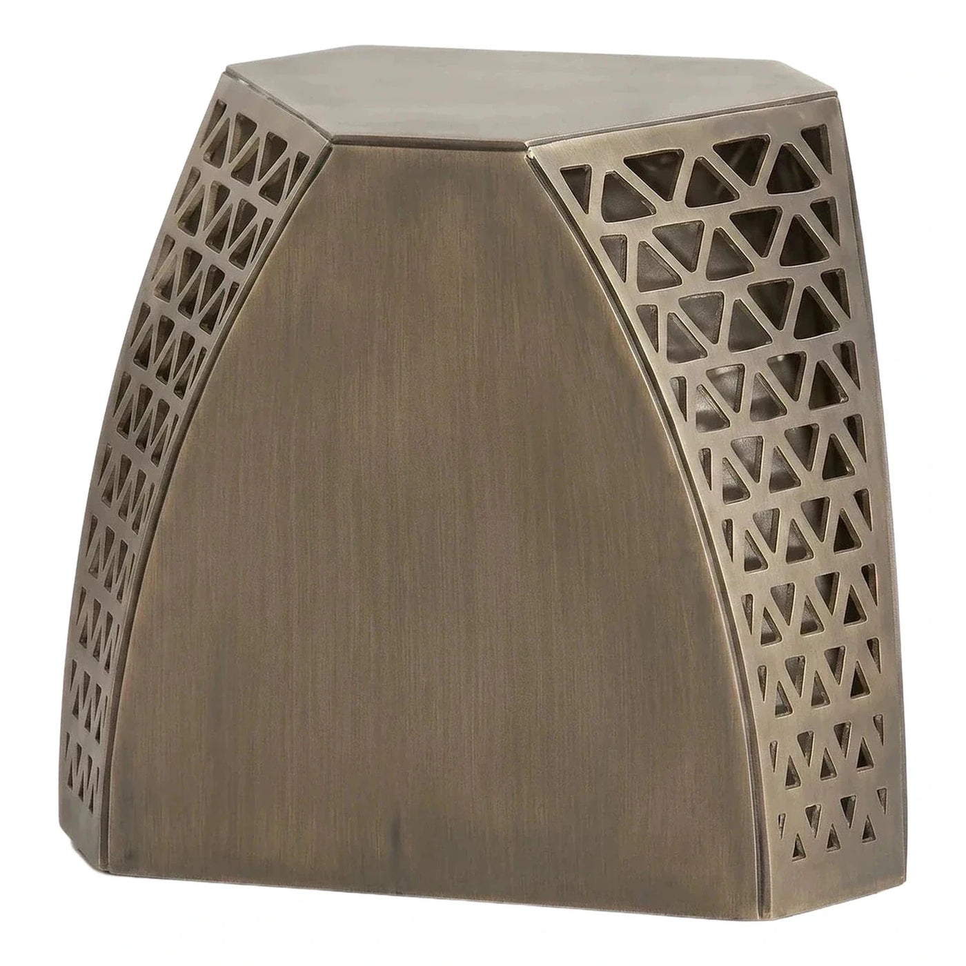 Brushed Bronze Geometric Metal Side Table
