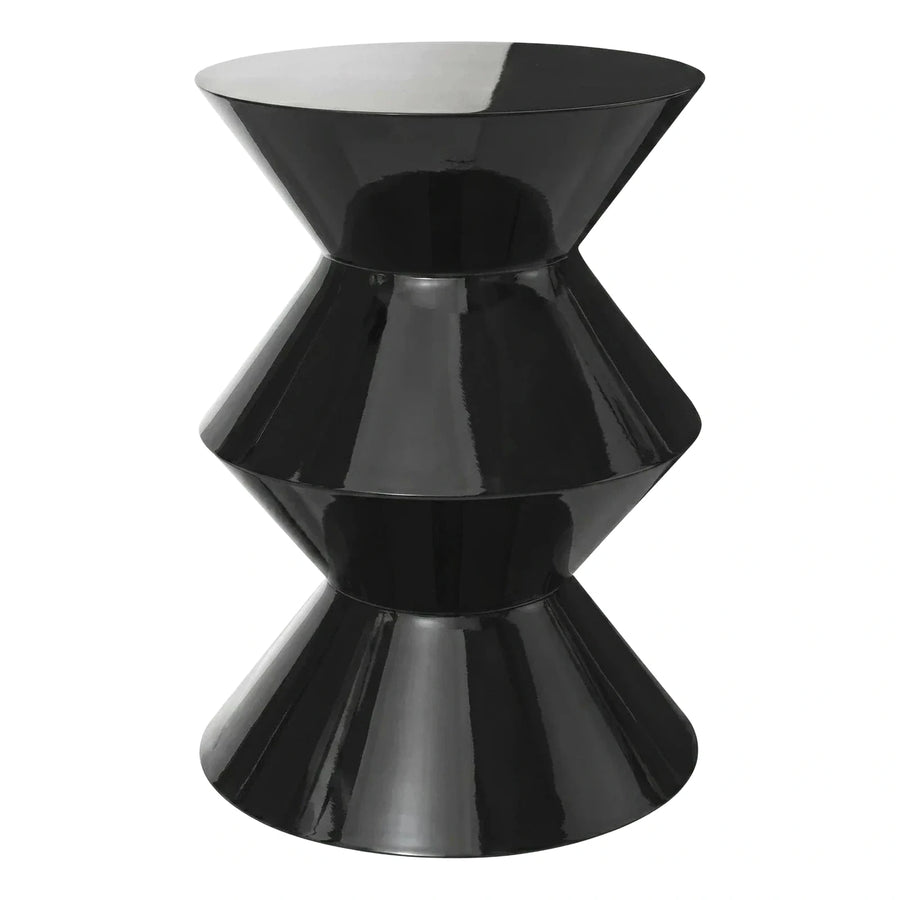 Glossy Black Geometric Faceted Side Table