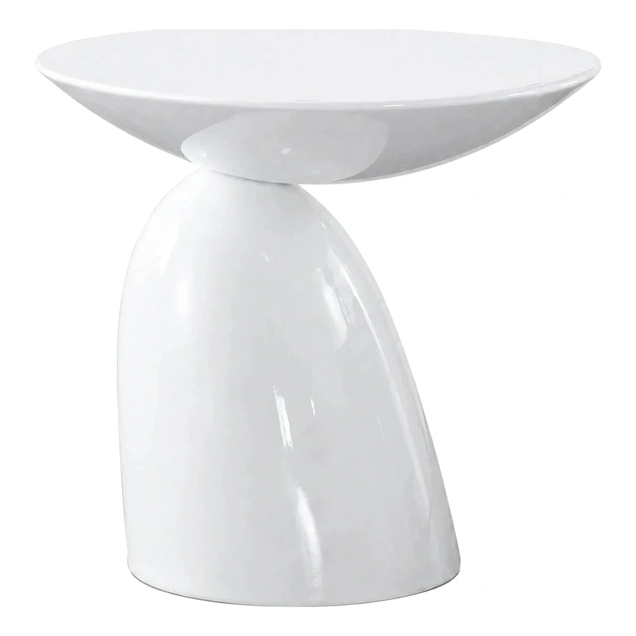 Modern White Glossy Sculptural Side Table