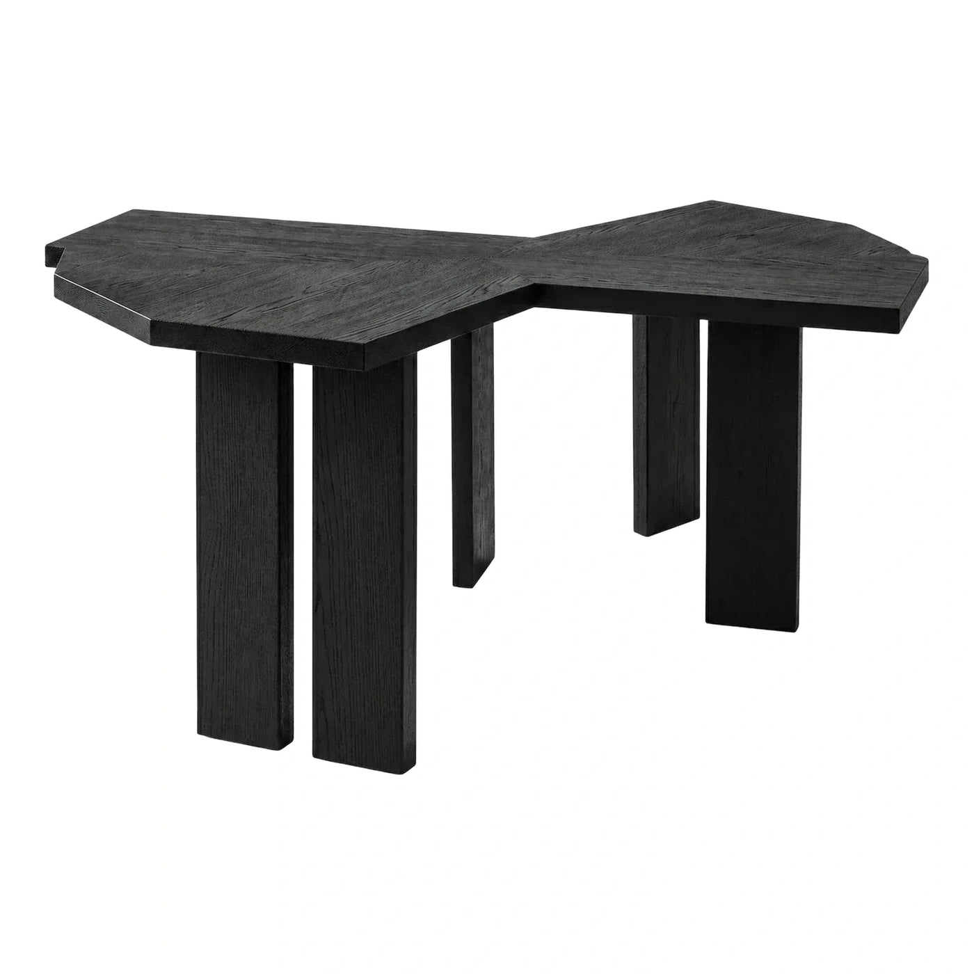 Modern Black Wood Geometric Low Coffee Table