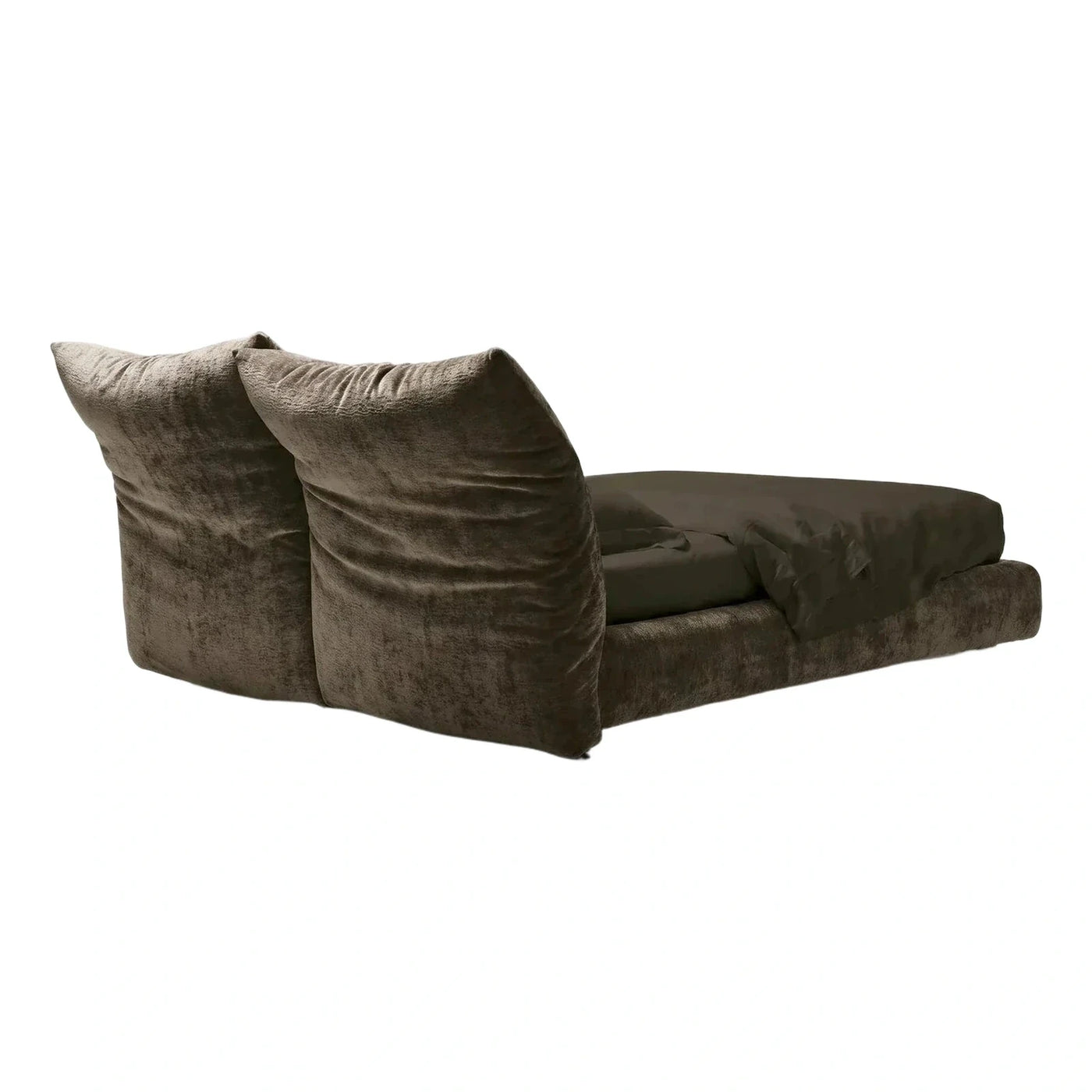 Modern Brown Velvet Daybed with Plush Back Cushions