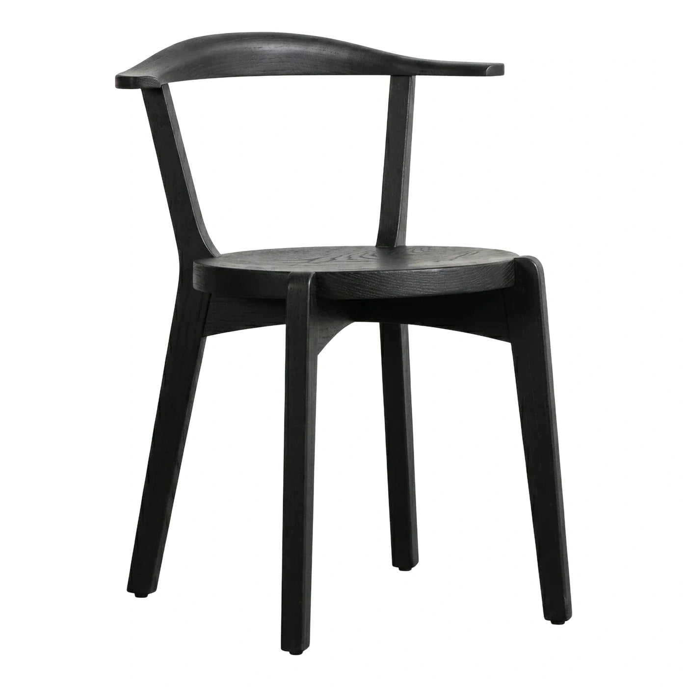 Modern Black Wood Dining Chair with Curved Backrest
