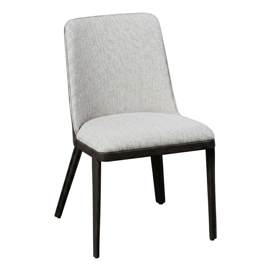 Modern Grey Fabric Dining Chair with Dark Wood Legs