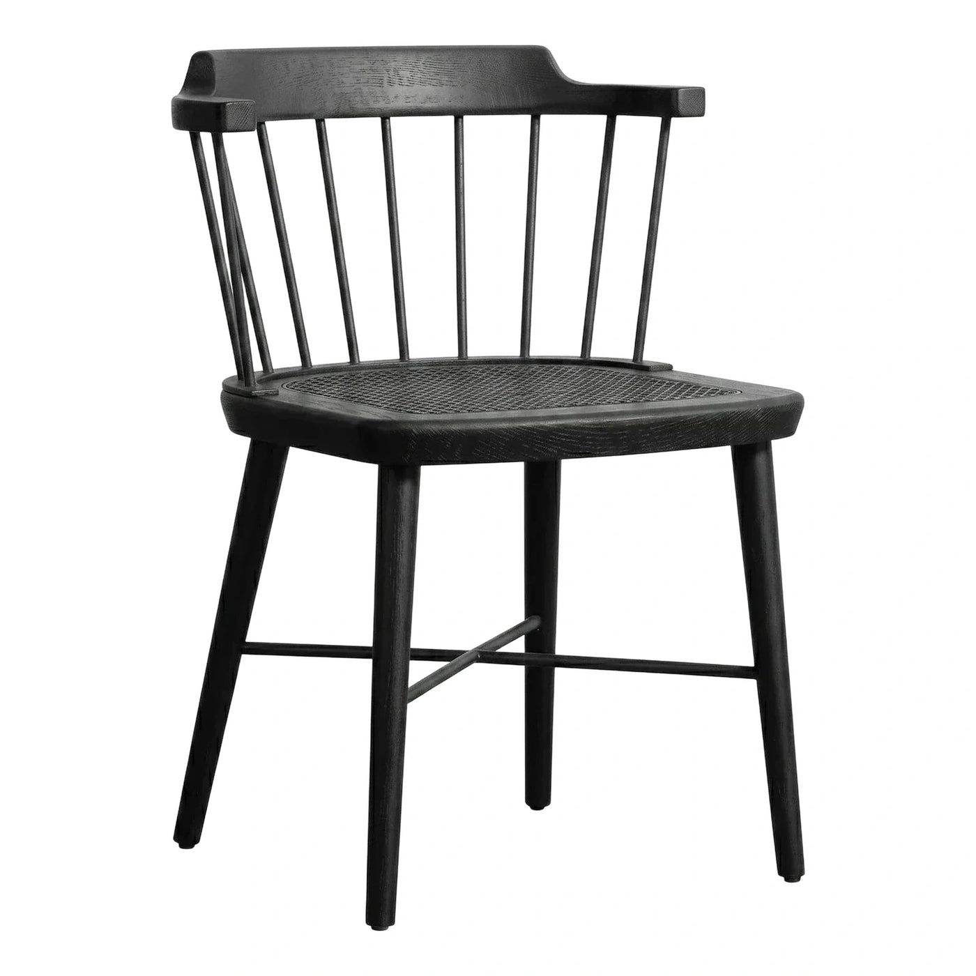 Black Wood Dining Chair with Cane Seat
