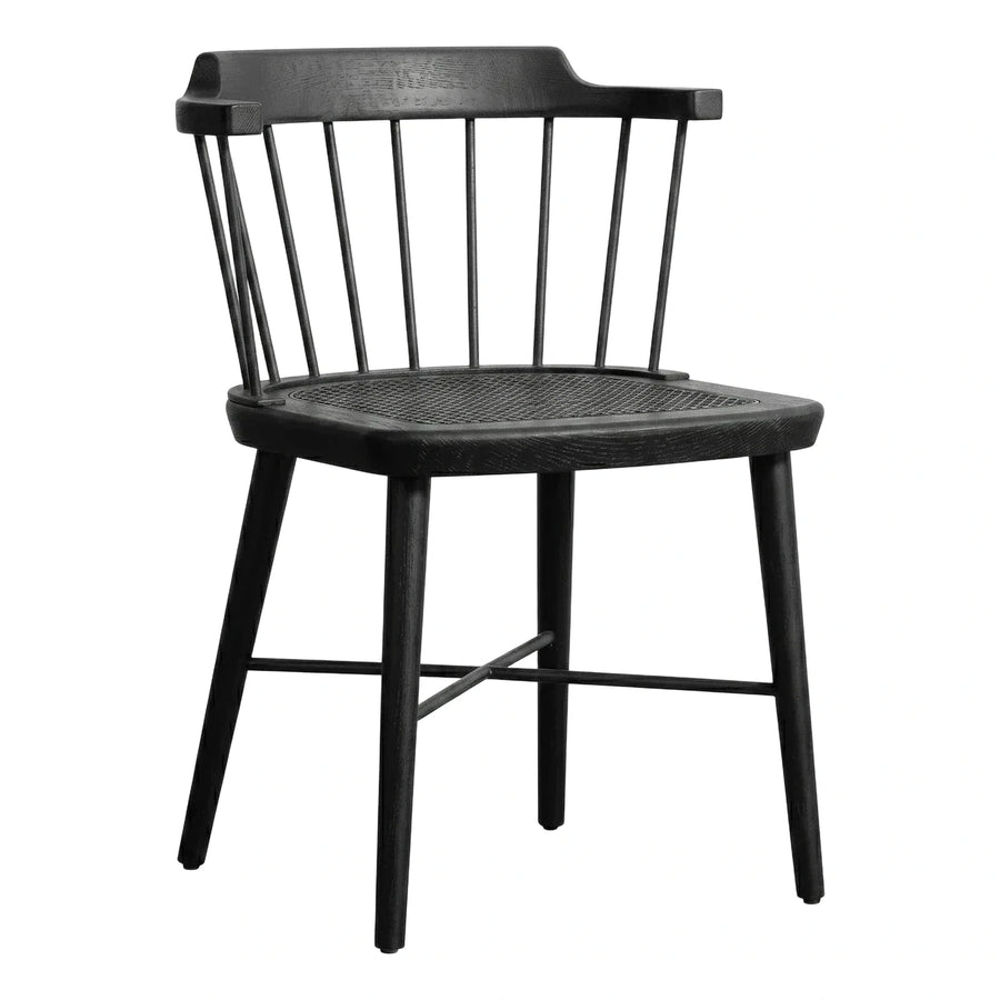 Black Wood Dining Chair with Cane Seat