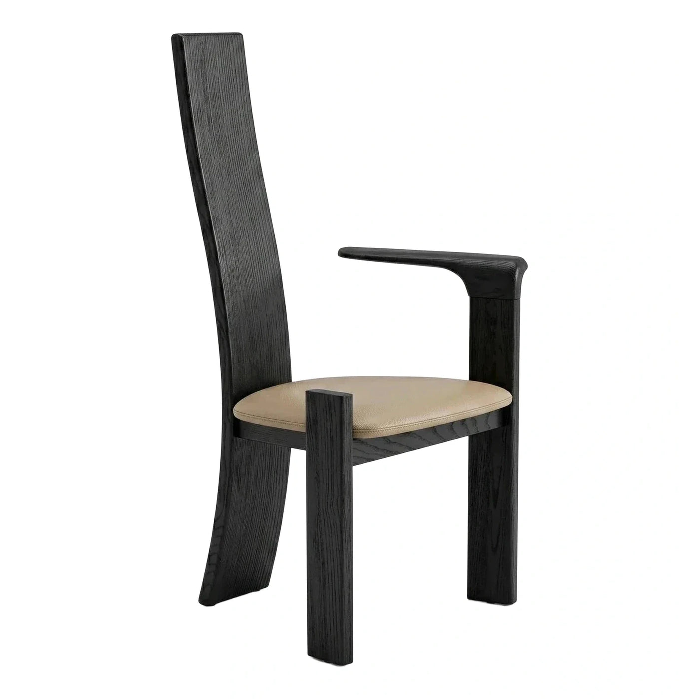 Modern High Back Dining Chair with Beige Seat