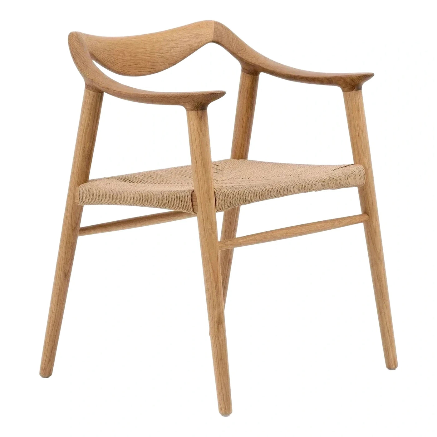 Natural Wood Wishbone Dining Chair with Woven Seat