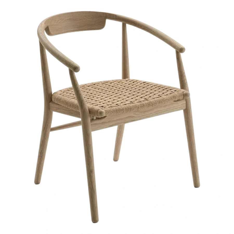 Natural Wood Wishbone Dining Chair with Woven Seat