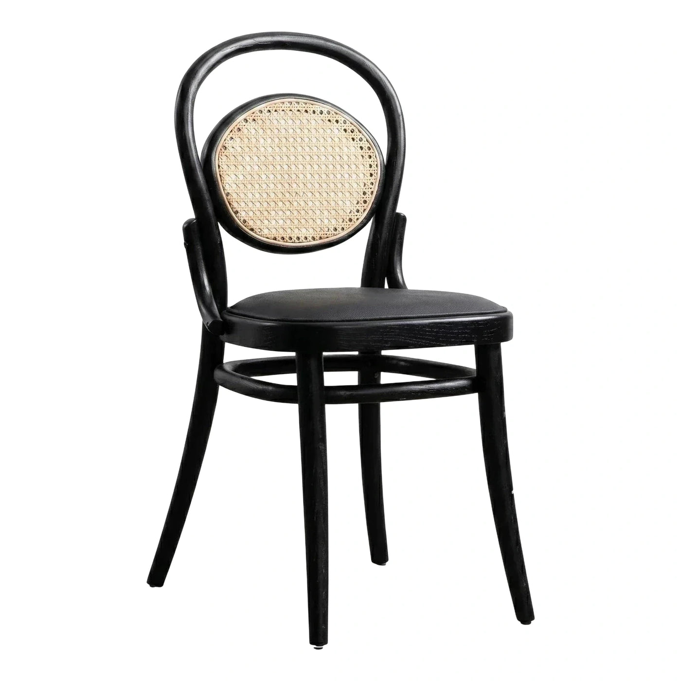 Black Bentwood Dining Chair with Cane Backrest