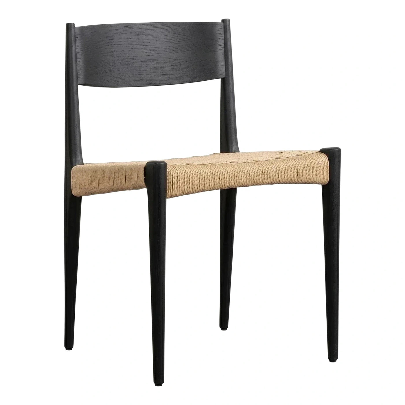 Black Wood Dining Chair with Woven Seat