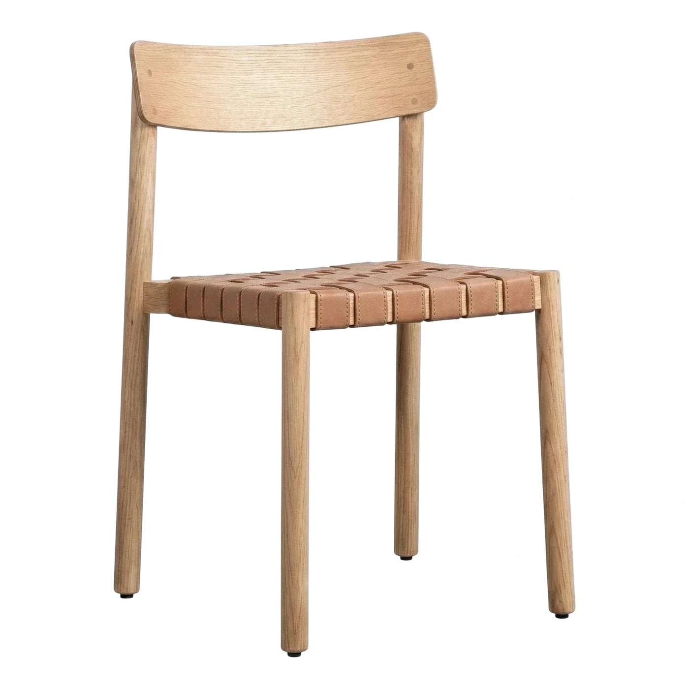 Light Wood Dining Chair with Woven Leather Seat
