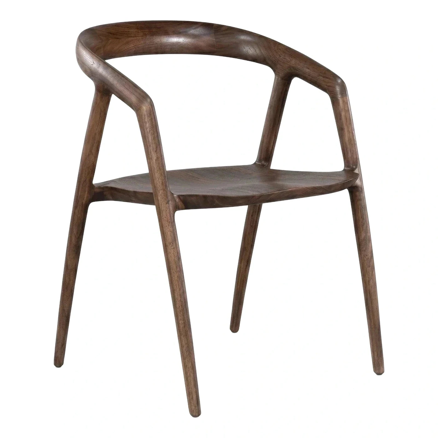 Modern Solid Wood Dining Chair with Curved Arms