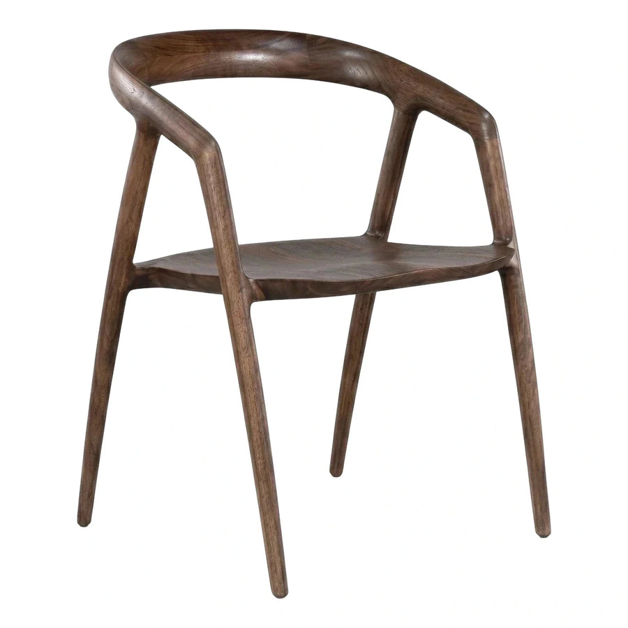 Modern Solid Wood Dining Chair with Curved Arms