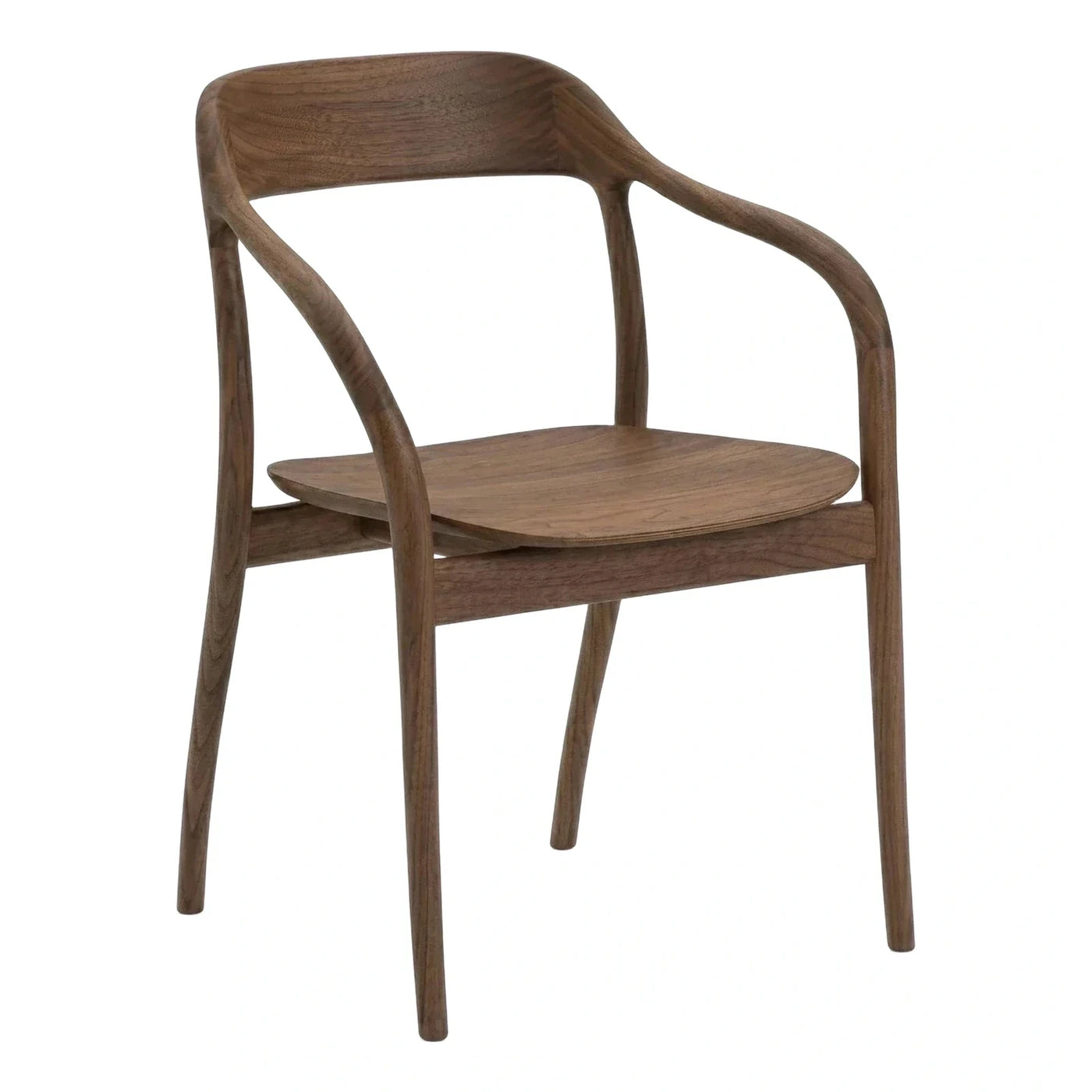 Solid Wood Dining Chair with Integrated Armrests