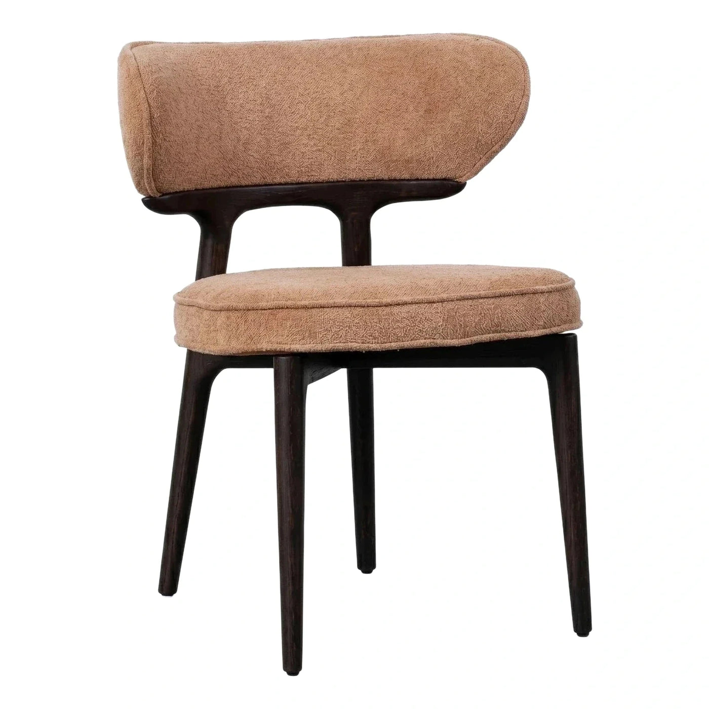 Modern Boucle Dining Chair with Dark Wood Frame