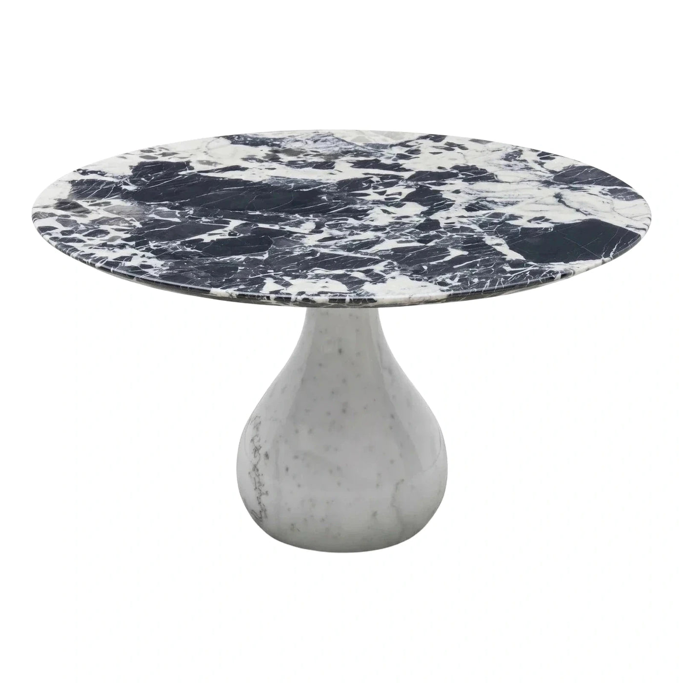 Round Black and White Marble Pedestal Dining Table