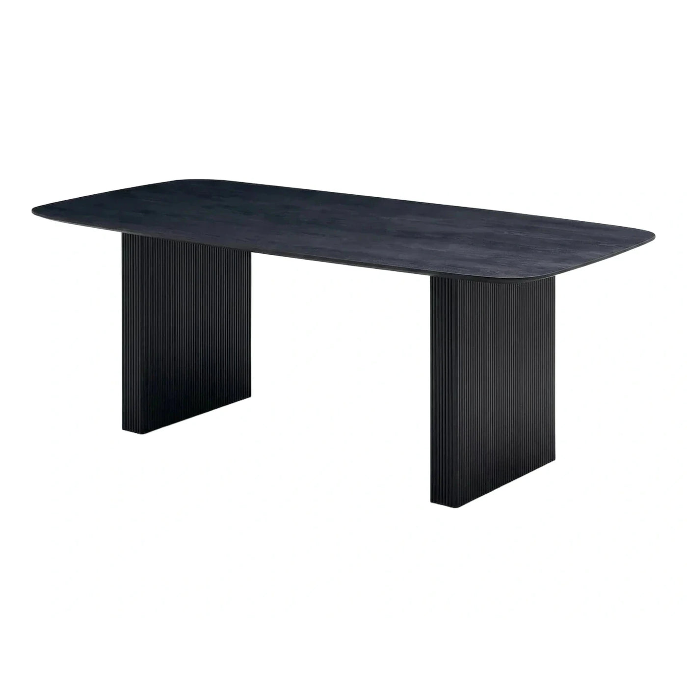 Modern Black Fluted Pedestal Dining Table