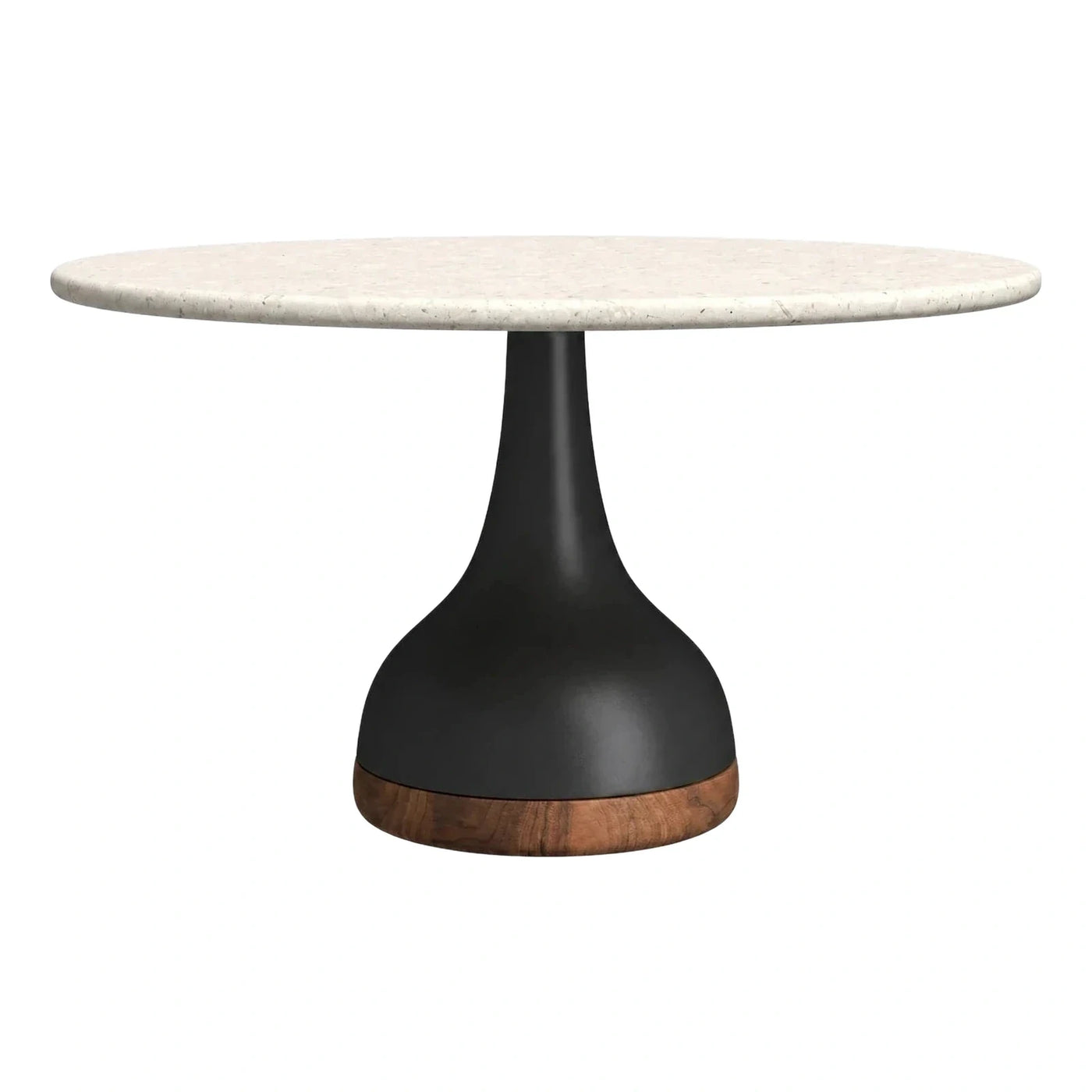 Round Stone Top Dining Table With Black Pedestal