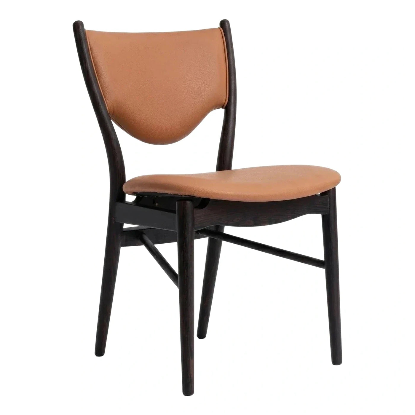 Dark Wood Frame Tan Leather Dining Chair