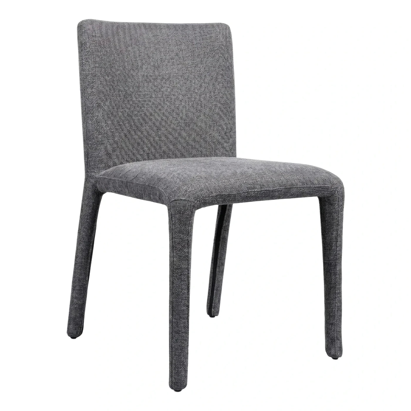 Modern Grey Upholstered Dining Chair with Textured Fabric
