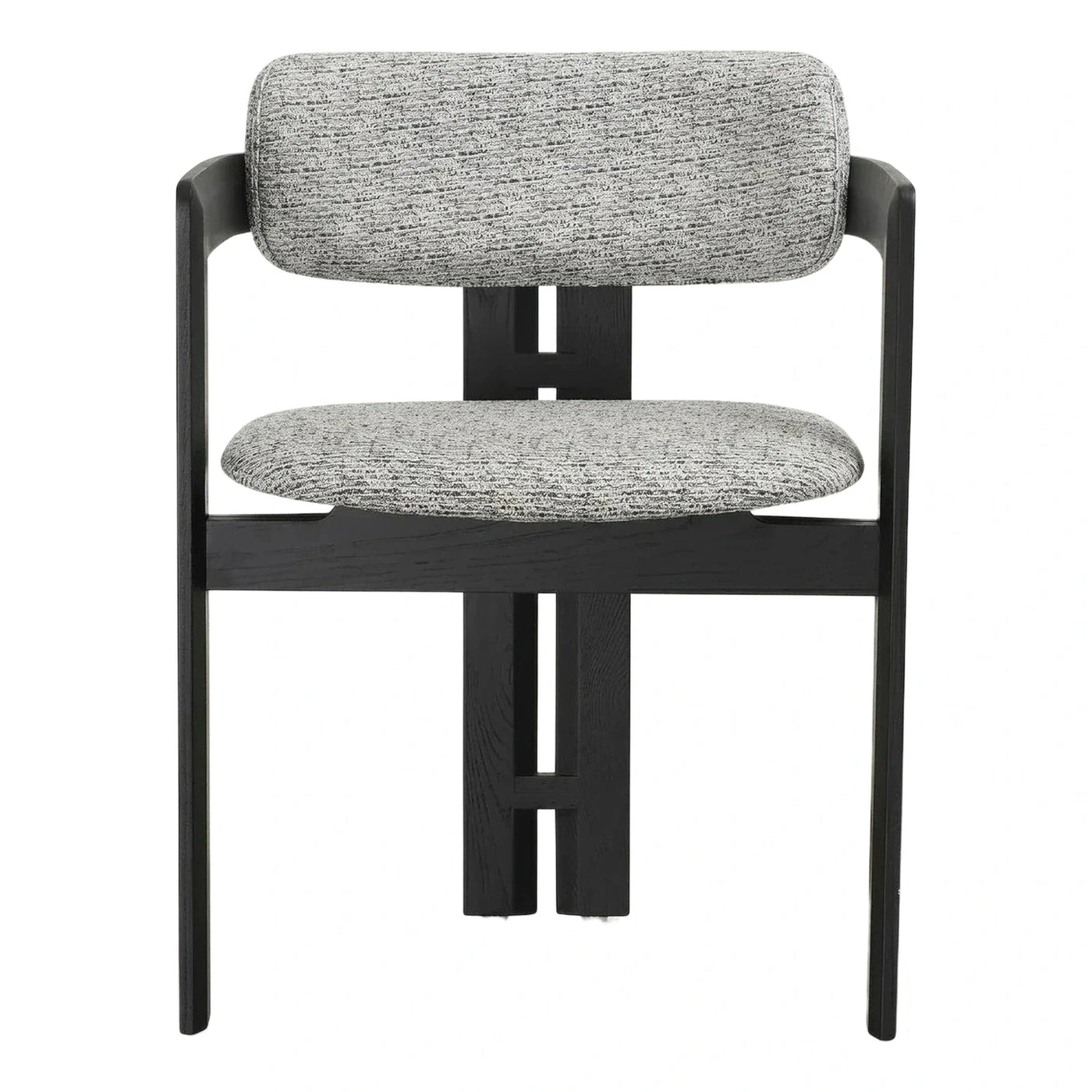 Modern Black Wood Frame Grey Fabric Dining Chair