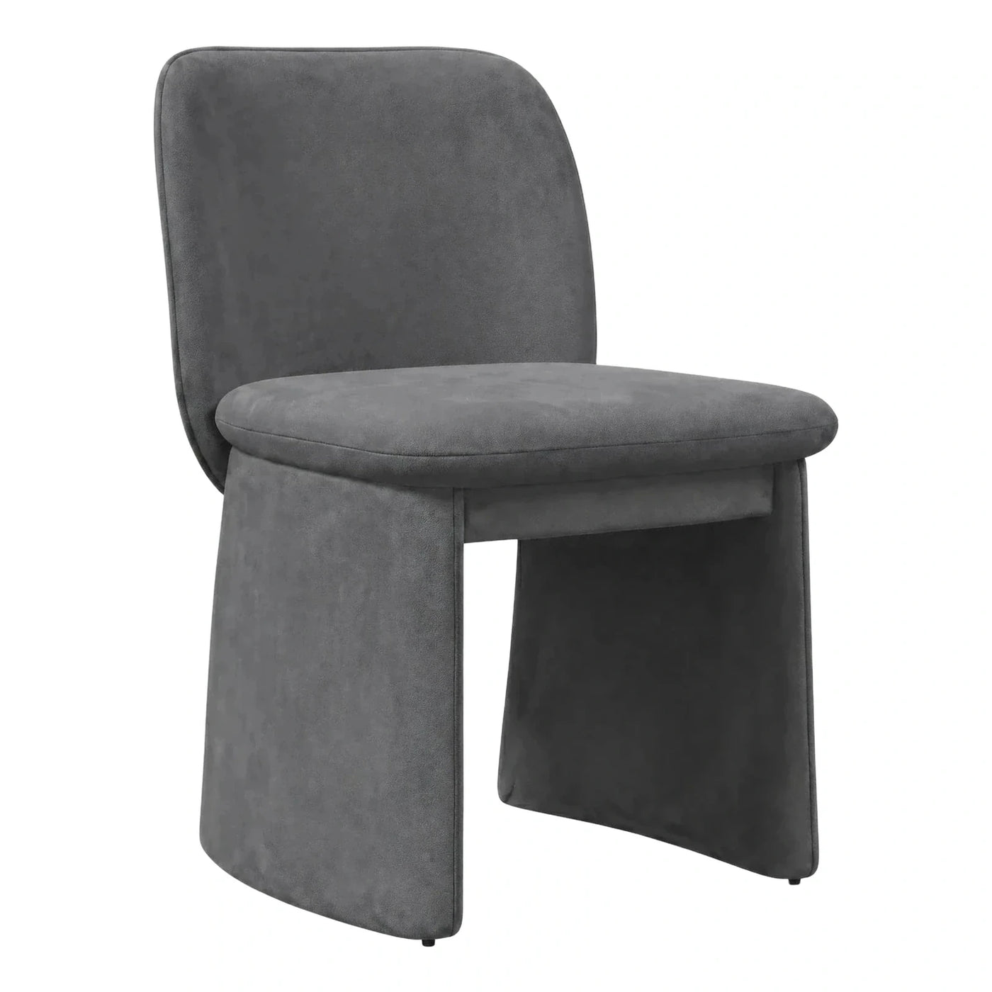 Modern Grey Fabric Dining Chair with Sculptural Base