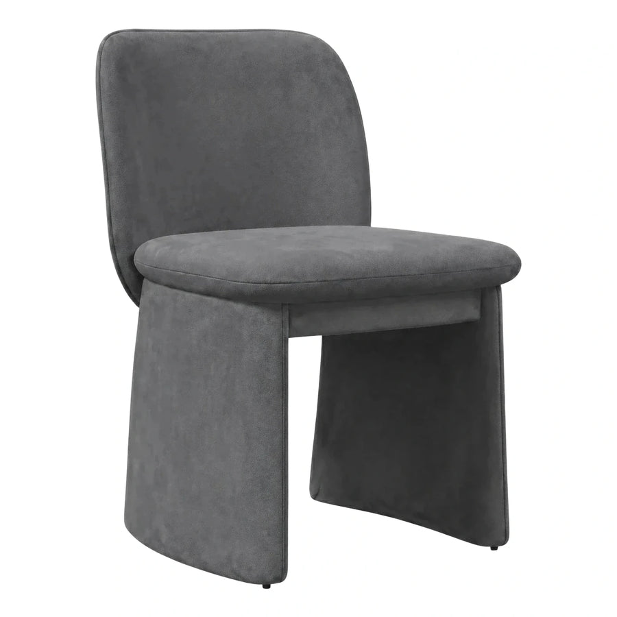 Modern Grey Fabric Dining Chair with Sculptural Base