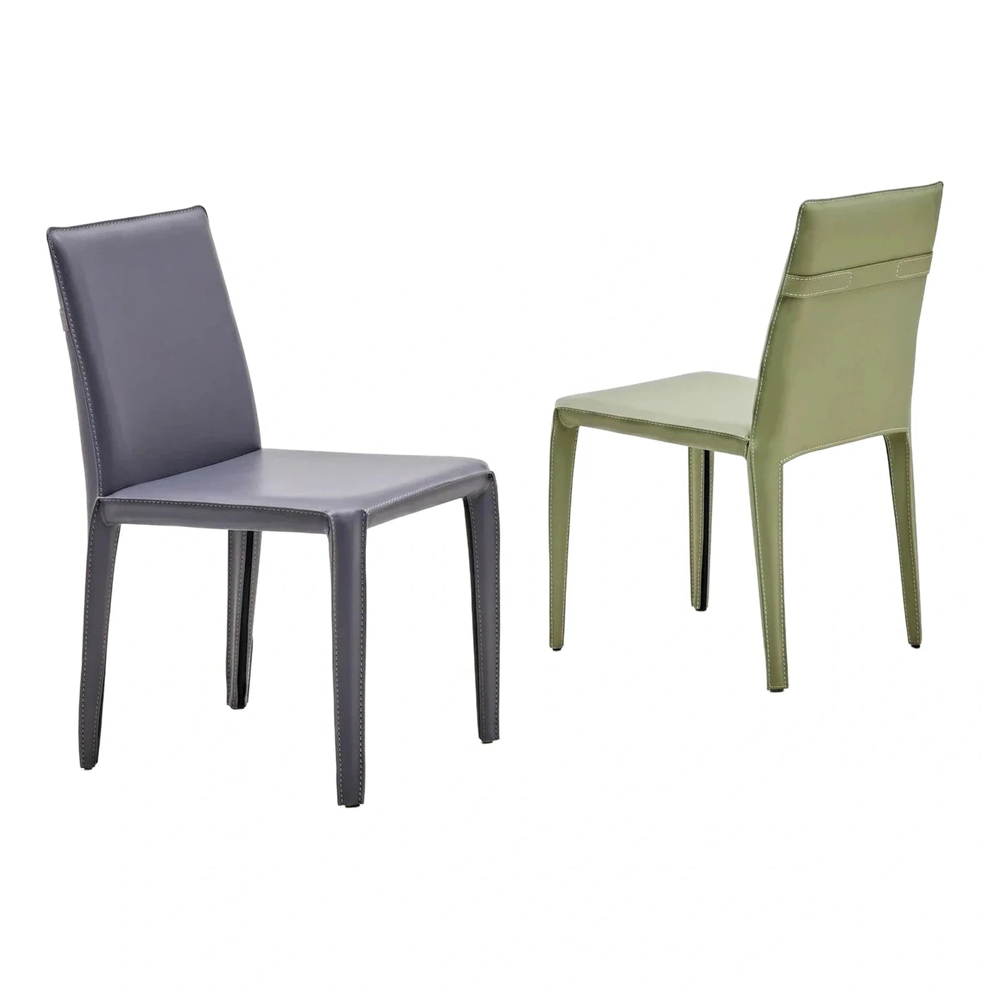 Modern Fully Upholstered Leather Dining Chair with Stitching