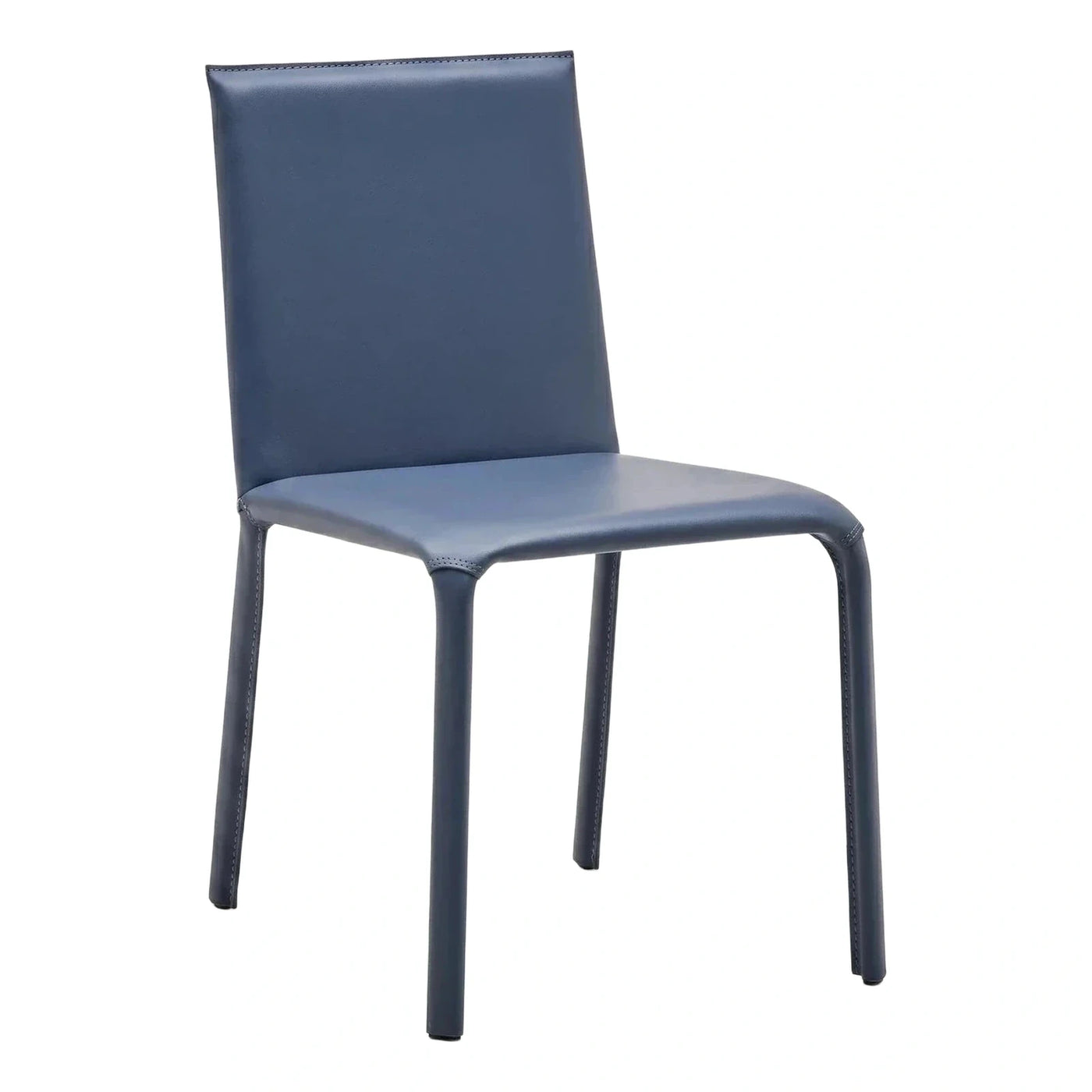 Modern Navy Blue Leather Upholstered Dining Chair