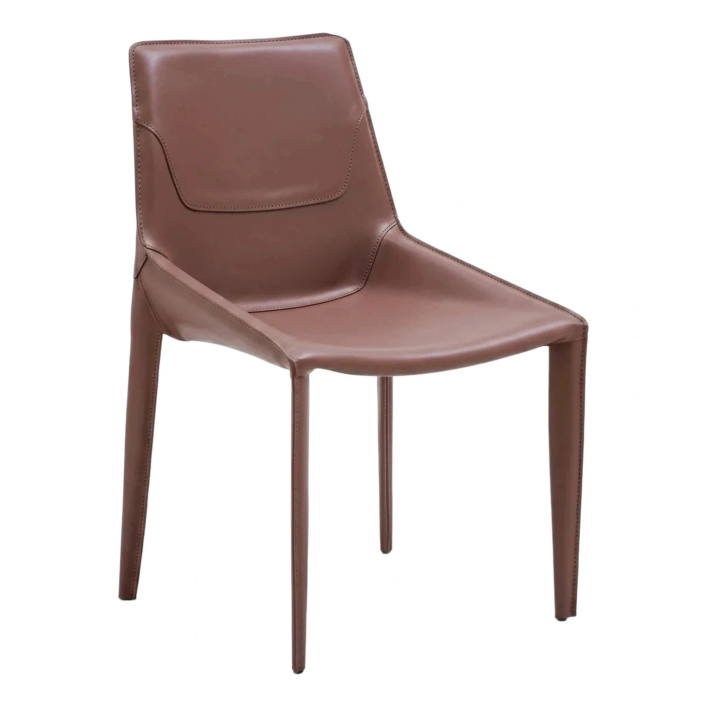 Modern Brown Leather Upholstered Dining Chair