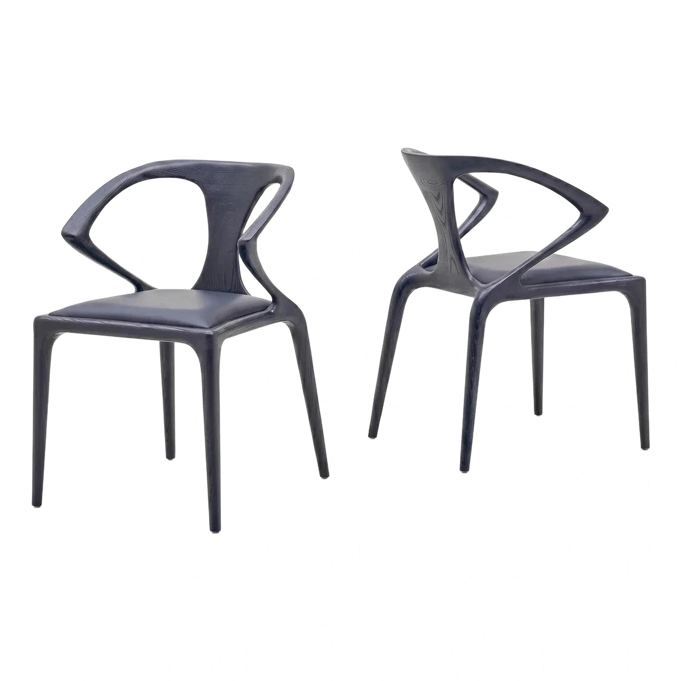 Modern Dark Blue Wood Grain Y-Back Dining Chair