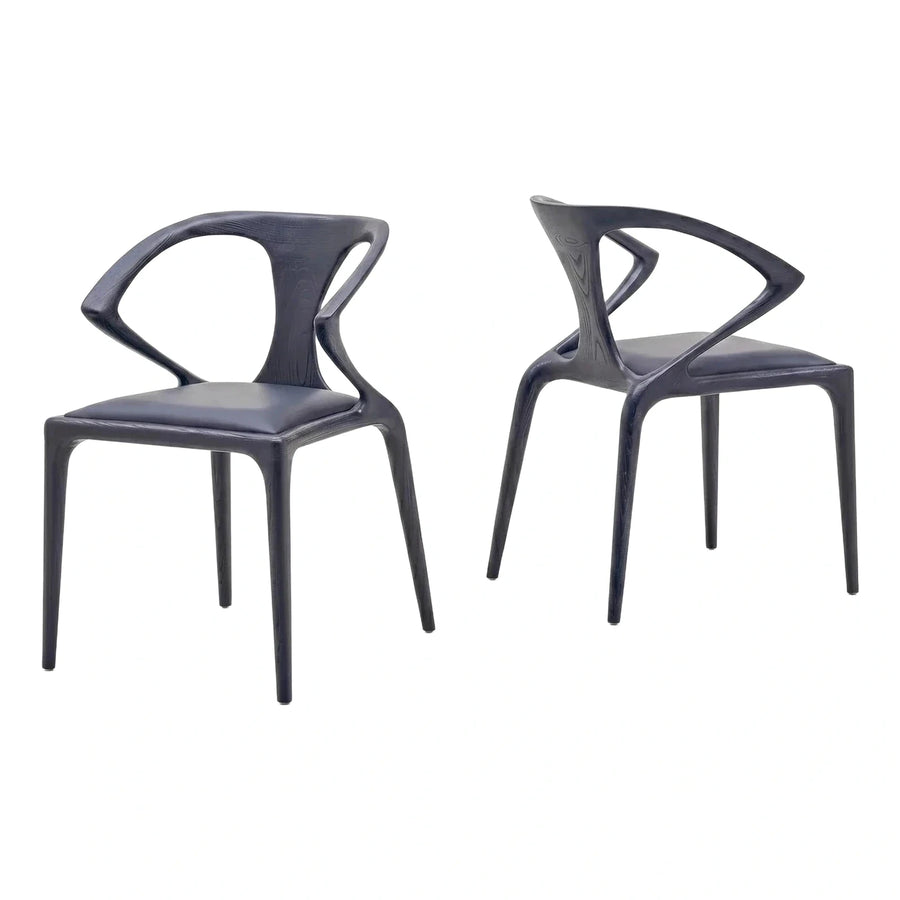 Modern Dark Blue Wood Grain Y-Back Dining Chair