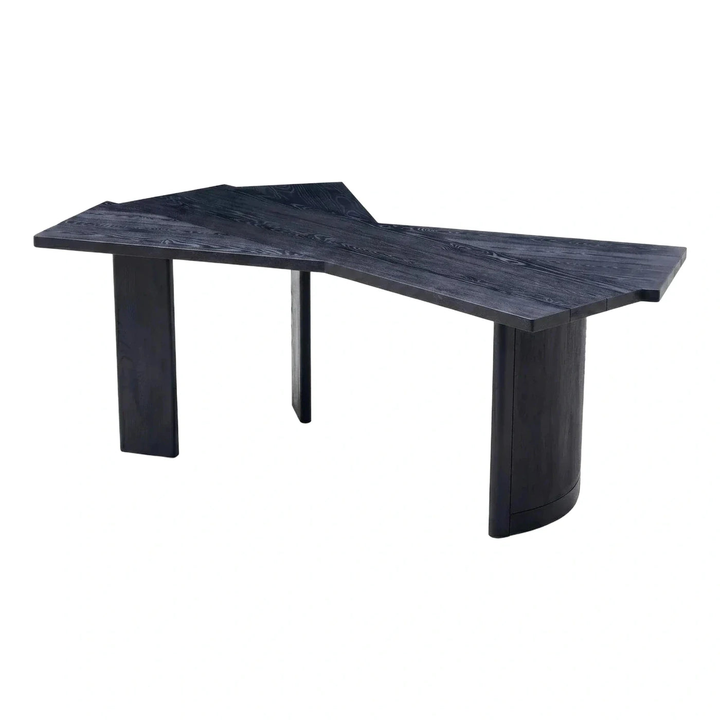 Dark Wood Geometric Angular Dining Table