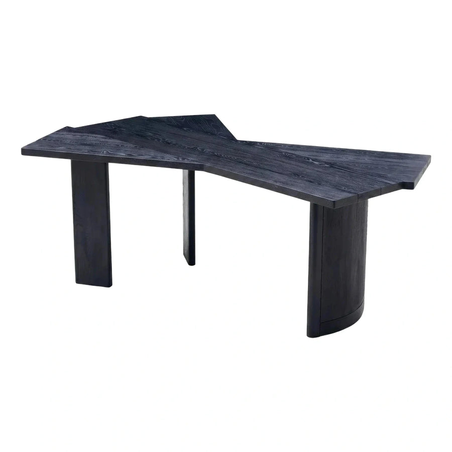 Dark Wood Geometric Angular Dining Table