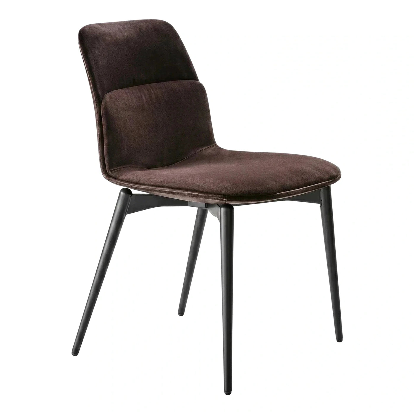 Modern Dark Brown Velvet Dining Chair Black Legs