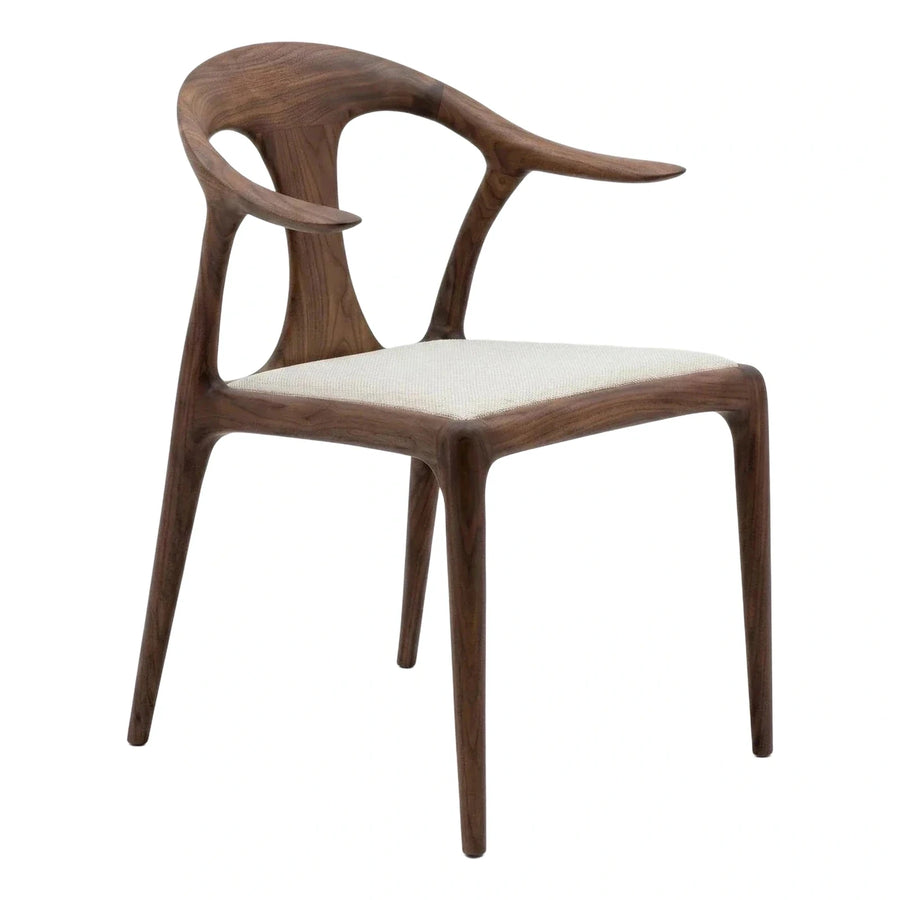 Solid Wood Wishbone Armchair with Cream Woven Seat